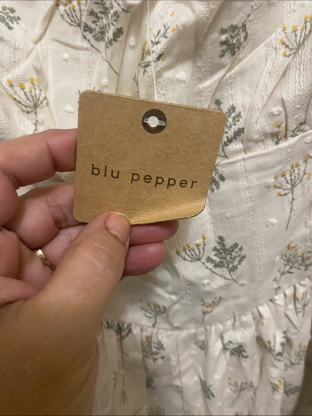 Blu Pepper Cream Floral Embroidered Spaghetti-Strap Midi Dress size large - Picture 5 of 10